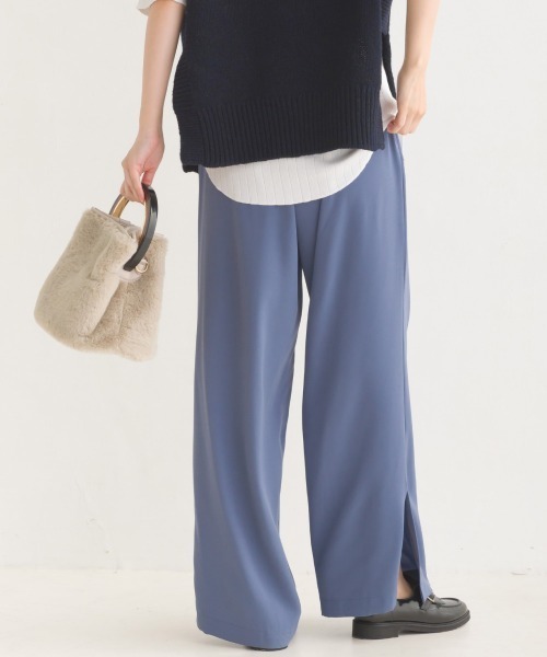 OMNES（オムネス）の「T/PU スリット入 センタープレスワイドパンツ（その他パンツ・レディース・ピンク/ブルー/ブラック/グリーン系その他/ブラウン・FREE）」の12枚目の写真