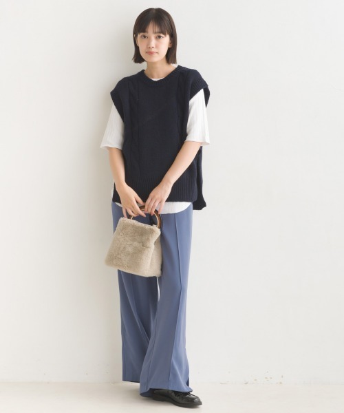 OMNES（オムネス）の「T/PU スリット入 センタープレスワイドパンツ（その他パンツ・レディース・ピンク/ブルー/ブラック/グリーン系その他/ブラウン・FREE）」の15枚目の写真