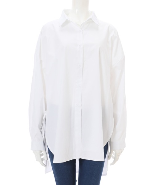 fifth（フィフス）の「サイドリボンデザインバックロングシャツ（シャツ/ブラウス・レディース・ホワイト/ブラック/イエロー・MEDIUM）」の2枚目の写真