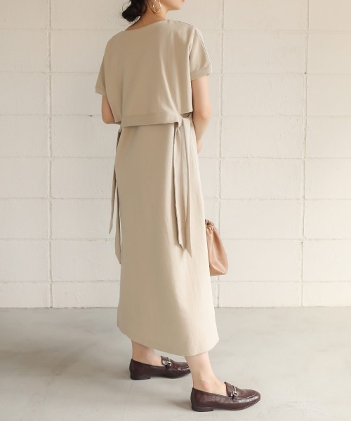 Bab（バブ）の「【WEB限定】サイドリボンレイヤードコットンワンピース/サイドスリット半袖カットTシャツワンピース（ワンピース・レディース・オフホワイト/チャコールグレー/ベージュ・FREE）」の17枚目の写真