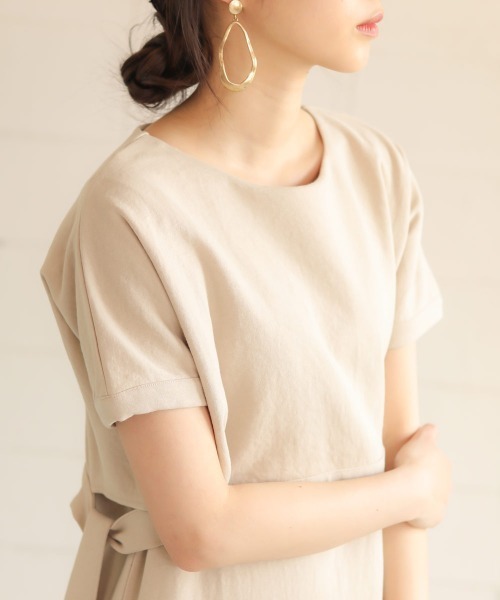 Bab（バブ）の「【WEB限定】サイドリボンレイヤードコットンワンピース/サイドスリット半袖カットTシャツワンピース（ワンピース・レディース・オフホワイト/チャコールグレー/ベージュ・FREE）」の21枚目の写真