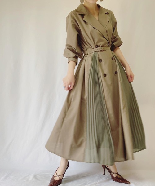 yukichi.（ユキチ）の「accordion trench one-piece coat【yukichi.】（トレンチコート・レディース・チャコールグレー/オリーブ・FREE）」の16枚目の写真