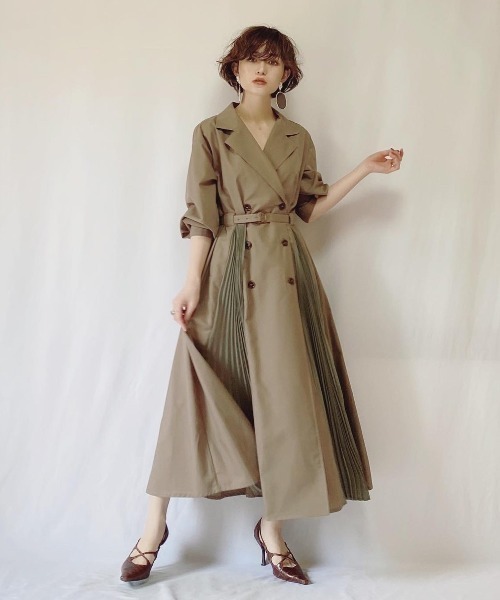 yukichi.（ユキチ）の「accordion trench one-piece coat【yukichi.】（トレンチコート・レディース・チャコールグレー/オリーブ・FREE）」の22枚目の写真