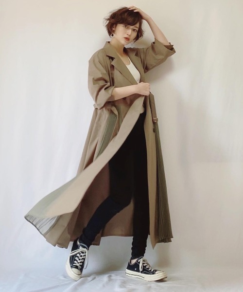 yukichi.（ユキチ）の「accordion trench one-piece coat【yukichi.】（トレンチコート・レディース・チャコールグレー/オリーブ・FREE）」の17枚目の写真