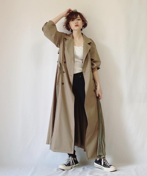 yukichi.（ユキチ）の「accordion trench one-piece coat【yukichi.】（トレンチコート・レディース・チャコールグレー/オリーブ・FREE）」の14枚目の写真