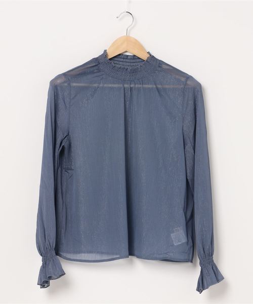Culture Medium（カルチャーミディアム）の「楊柳ラメ入りシャーリングプチハイプルオーバー（シャツ/ブラウス・レディース・ベージュ/ブラック/ブルー・FREE）」の2枚目の写真