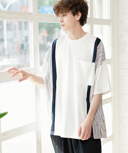 UP START(アップスタート)の「サイドストライプビッグTシャツ(Tシャツ/カットソー)」|ホワイト系その他2