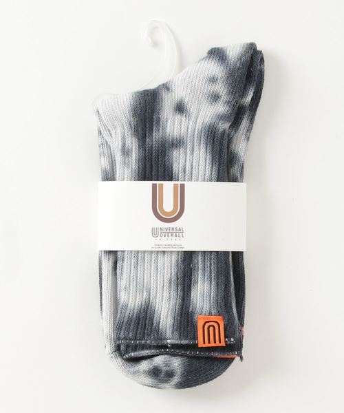 UNIVERSAL OVERALL（ユニバーサルオーバーオール）の「【UNIVERSAL OVERALL/ユニバーサルオーバーオール】むら染めリブクルー ソックス（ソックス/靴下・レディース・オレンジ/イエロー/グリーン/ブラック/パープル/ネイビー/レモンイエロー/ミント/スカイブルー/グレー/カーキ・23-25）」の2枚目の写真