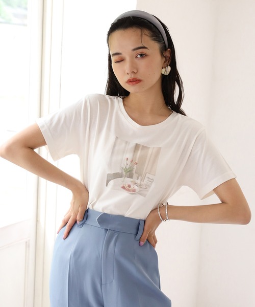 one after another NICE CLAUP（ワンアフターアナザーナイスクラップ）の「なないろアソートTシャツ（Tシャツ/カットソー・レディース・オフホワイト/サックスブルー/ピンク/ブルー/ホワイト系その他/ピンク系その他/ライトベージュ・FREE）」の3枚目の写真