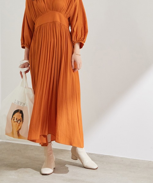 ADAM ET ROPE'(アダムエロペ)の「デシンジャガードウエストマークワンピース(ワンピース・レディース・ネイビー/オレンジ・FREE)」の1枚目の写真