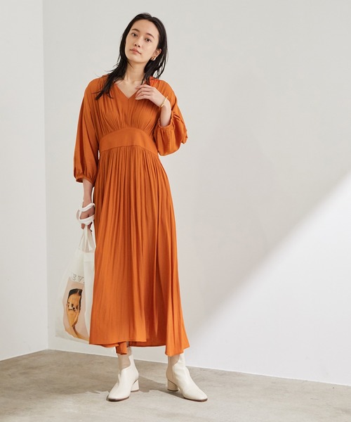 ADAM ET ROPE'(アダムエロペ)の「デシンジャガードウエストマークワンピース(ワンピース・レディース・ネイビー/オレンジ・FREE)」の3枚目の写真