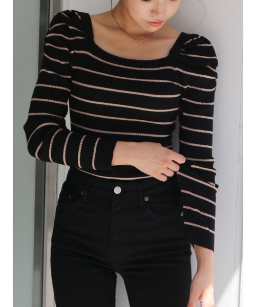 ROYAL PARTY（ロイヤルパーティー）の「【洗えるニット】スクエアネックパワショルトップス（ニット/セーター・レディース・オフホワイト/ブラウン/レッド/イエロー/グレー/ブラック/キャメル/オレンジ/マルチ/ベージュ系その他2・FREE）」の10枚目の写真