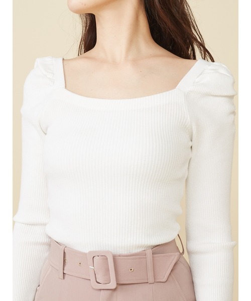 ROYAL PARTY（ロイヤルパーティー）の「【洗えるニット】スクエアネックパワショルトップス（ニット/セーター・レディース・オフホワイト/ブラウン/レッド/イエロー/グレー/ブラック/キャメル/オレンジ/マルチ/ベージュ系その他2・FREE）」の22枚目の写真