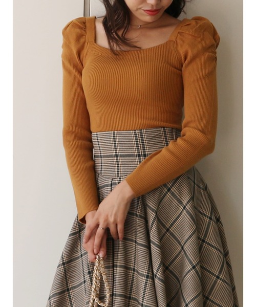 ROYAL PARTY（ロイヤルパーティー）の「【洗えるニット】スクエアネックパワショルトップス（ニット/セーター・レディース・オフホワイト/ブラウン/レッド/イエロー/グレー/ブラック/キャメル/オレンジ/マルチ/ベージュ系その他2・FREE）」の11枚目の写真