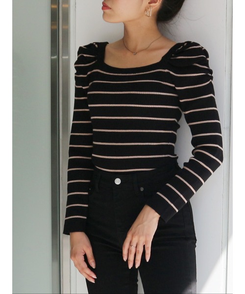 ROYAL PARTY（ロイヤルパーティー）の「【洗えるニット】スクエアネックパワショルトップス（ニット/セーター・レディース・オフホワイト/ブラウン/レッド/イエロー/グレー/ブラック/キャメル/オレンジ/マルチ/ベージュ系その他2・FREE）」の16枚目の写真