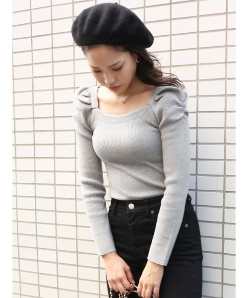 ROYAL PARTY（ロイヤルパーティー）の「【洗えるニット】スクエアネックパワショルトップス（ニット/セーター・レディース・オフホワイト/ブラウン/レッド/イエロー/グレー/ブラック/キャメル/オレンジ/マルチ/ベージュ系その他2・FREE）」の18枚目の写真