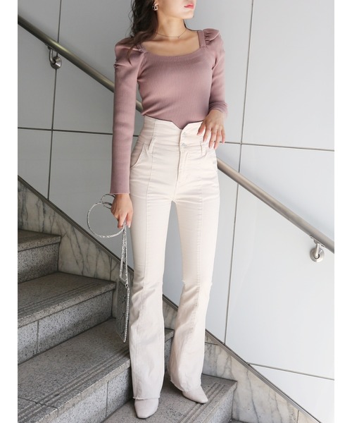 ROYAL PARTY（ロイヤルパーティー）の「【洗えるニット】スクエアネックパワショルトップス（ニット/セーター・レディース・オフホワイト/ブラウン/レッド/イエロー/グレー/ブラック/キャメル/オレンジ/マルチ/ベージュ系その他2・FREE）」の15枚目の写真