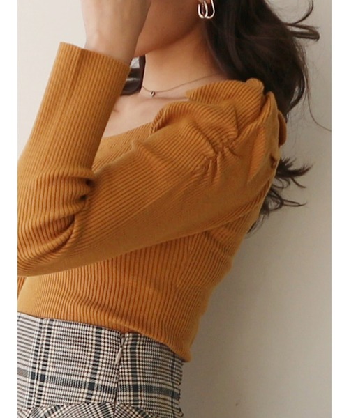 ROYAL PARTY（ロイヤルパーティー）の「【洗えるニット】スクエアネックパワショルトップス（ニット/セーター・レディース・オフホワイト/ブラウン/レッド/イエロー/グレー/ブラック/キャメル/オレンジ/マルチ/ベージュ系その他2・FREE）」の12枚目の写真