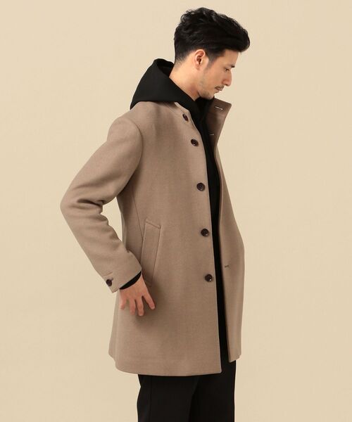 SHIPS（シップス）の「SHIPS: スーパー120'S EX FINE WOOL 反染め メルトン スタンドカラー コート（ステンカラーコート・メンズ・カーキ・SMALL/MEDIUM/LARGE/X-LARGE）」の5枚目の写真