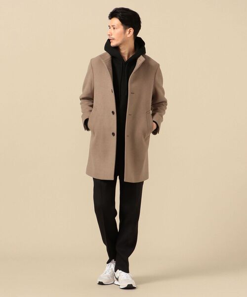 SHIPS（シップス）の「SHIPS: スーパー120'S EX FINE WOOL 反染め メルトン スタンドカラー コート（ステンカラーコート・メンズ・カーキ・SMALL/MEDIUM/LARGE/X-LARGE）」の8枚目の写真