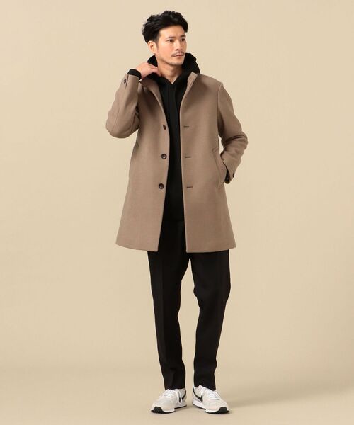 SHIPS（シップス）の「SHIPS: スーパー120'S EX FINE WOOL 反染め メルトン スタンドカラー コート（ステンカラーコート・メンズ・カーキ・SMALL/MEDIUM/LARGE/X-LARGE）」の9枚目の写真