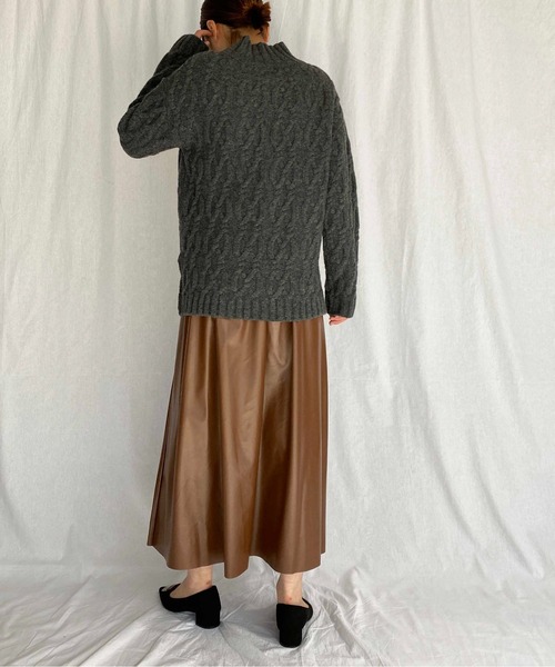 PICCIN（ピッチン）の「フェイクレザーロングスカート（スカート・レディース・ブラック/ブラウン・M）」の10枚目の写真