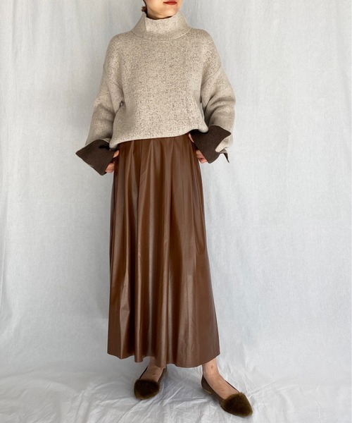 PICCIN（ピッチン）の「フェイクレザーロングスカート（スカート・レディース・ブラック/ブラウン・M）」の13枚目の写真