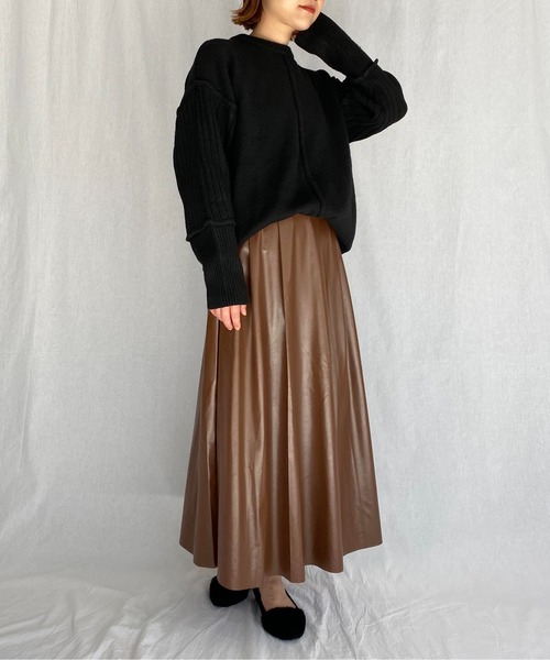 PICCIN（ピッチン）の「フェイクレザーロングスカート（スカート・レディース・ブラック/ブラウン・M）」の15枚目の写真