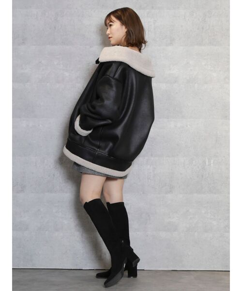 dazzlin（ダズリン）の「レザーライクボアブルゾン（ブルゾン・レディース・ブラック/ブラウン・FREE）」の4枚目の写真