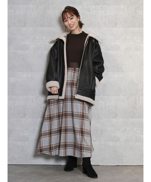 dazzlin（ダズリン）の「レザーライクボアブルゾン（ブルゾン・レディース・ブラック/ブラウン・FREE）」の5枚目の写真