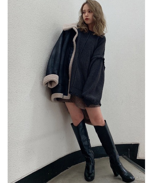 dazzlin（ダズリン）の「レザーライクボアブルゾン（ブルゾン・レディース・ブラック/ブラウン・FREE）」の8枚目の写真