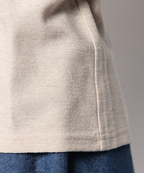 mystic（ミスティック）の「襟レースニットソープルオーバー（Tシャツ/カットソー・レディース・ベージュ/ピンクベージュ/ネイビー/ブラック・ﾌﾘ-）」の6枚目の写真