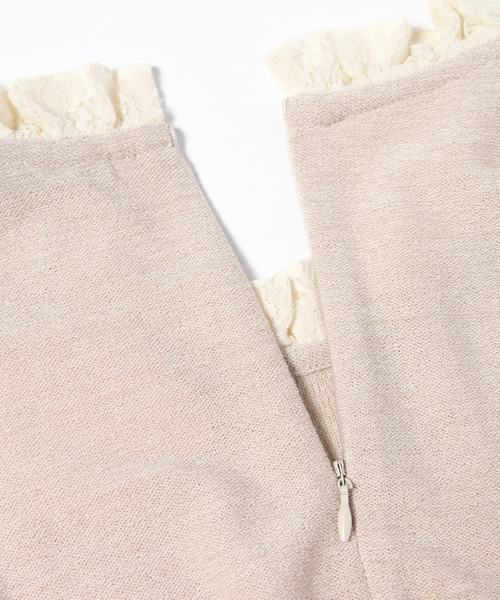 mystic（ミスティック）の「襟レースニットソープルオーバー（Tシャツ/カットソー・レディース・ベージュ/ピンクベージュ/ネイビー/ブラック・ﾌﾘ-）」の7枚目の写真