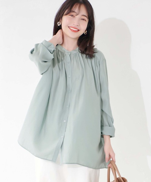 coca（coca）（コカ）の「＼＼新色登場／／サテンボタンブラウス（シャツ/ブラウス・レディース・グレー系その他/ホワイト/ブラック/ライトブルー/パープル/ブラウン/マスタード・ONE SIZE）」の6枚目の写真