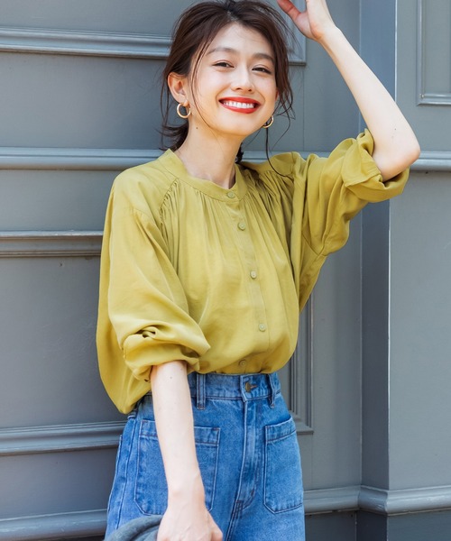 coca（coca）（コカ）の「＼＼新色登場／／サテンボタンブラウス（シャツ/ブラウス・レディース・グレー系その他/ホワイト/ブラック/ライトブルー/パープル/ブラウン/マスタード・ONE SIZE）」の7枚目の写真