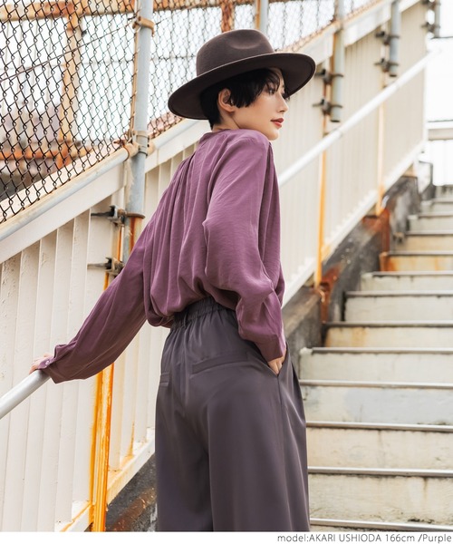 coca（coca）（コカ）の「＼＼新色登場／／サテンボタンブラウス（シャツ/ブラウス・レディース・グレー系その他/ホワイト/ブラック/ライトブルー/パープル/ブラウン/マスタード・ONE SIZE）」の11枚目の写真