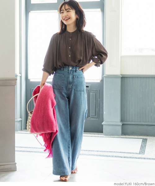 coca（coca）（コカ）の「＼＼新色登場／／サテンボタンブラウス（シャツ/ブラウス・レディース・グレー系その他/ホワイト/ブラック/ライトブルー/パープル/ブラウン/マスタード・ONE SIZE）」の15枚目の写真