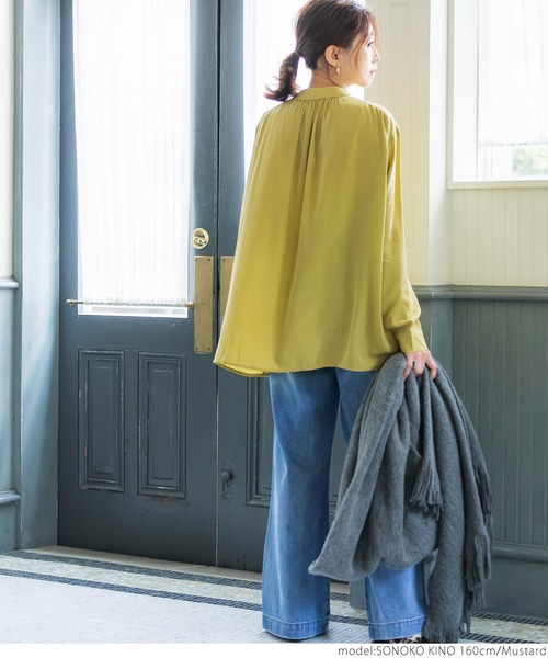 coca（coca）（コカ）の「＼＼新色登場／／サテンボタンブラウス（シャツ/ブラウス・レディース・グレー系その他/ホワイト/ブラック/ライトブルー/パープル/ブラウン/マスタード・ONE SIZE）」の18枚目の写真