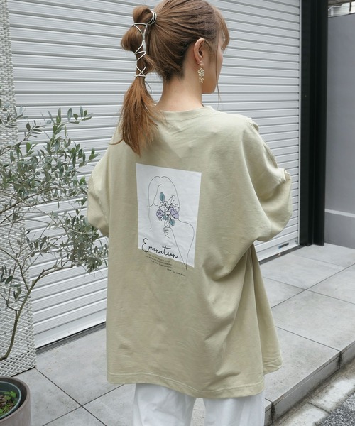Corners コーナーズ の フラワーガール線画プリントロンｔ Tシャツ カットソー Wear