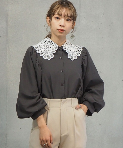 tiptop（ティップトップ）の「レース襟付き2wayブラウス（シャツ