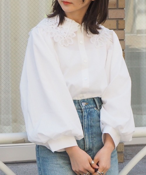 ブラウス シャツ 「2-piece 」Necktie Lace Shirt/2点セット ネクタイ付きレースシャツ レディース AO2 ブラウス シャツ 「2-piece 」Necktie Lace Shirt/2点セット