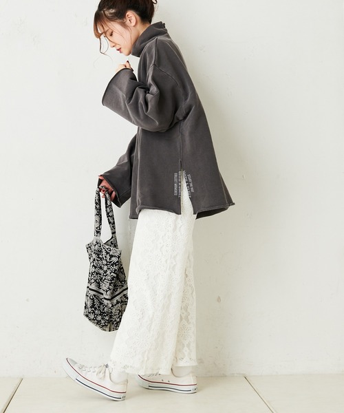 PUAL CE CIN(ピュアルセシン)の「裏毛ロゴプリントハイネックプルオーバー(Tシャツ/カットソー・レディース・ナチュラル/チャコールグレー・FREE)」の15枚目の写真