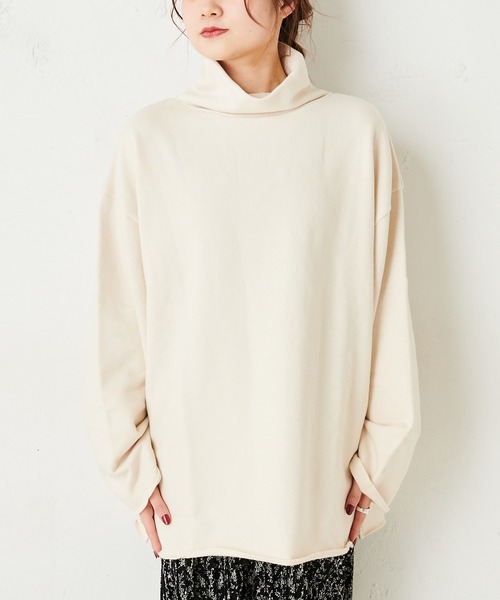PUAL CE CIN(ピュアルセシン)の「裏毛ロゴプリントハイネックプルオーバー(Tシャツ/カットソー・レディース・ナチュラル/チャコールグレー・FREE)」の16枚目の写真