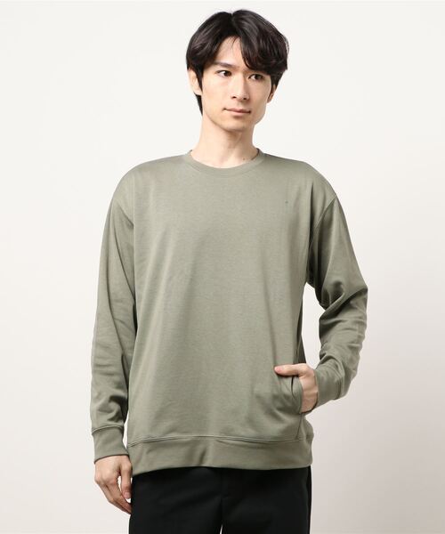 Blue Standard ブルースタンダード の Blue Standard ダンボールポケ付クルー ポケ付きスウェット トレーナー サイドポケット シワになりにくい素材 スウェット Wear