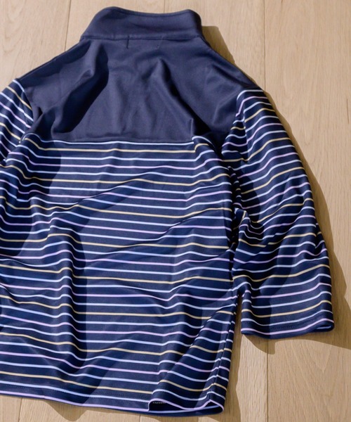 KANGOL SPORT(カンゴールスポーツ)の「【30】〔KANGOL SPORT/カンゴールスポーツ〕ハイネック DRYボーダー ハーフZIP7分袖プルオーバー(Tシャツ/カットソー・レディース・グレー/ネイビー/グリーン/ピンク・LARGE/MEDIUM/X-LARGE)」の16枚目の写真