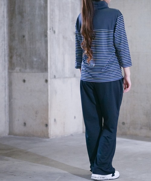 KANGOL SPORT(カンゴールスポーツ)の「【30】〔KANGOL SPORT/カンゴールスポーツ〕ハイネック DRYボーダー ハーフZIP7分袖プルオーバー(Tシャツ/カットソー・レディース・グレー/ネイビー/グリーン/ピンク・LARGE/MEDIUM/X-LARGE)」の12枚目の写真
