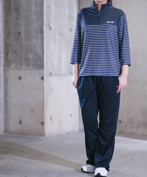 KANGOL SPORT(カンゴールスポーツ)の「【30】〔KANGOL SPORT/カンゴールスポーツ〕ハイネック DRYボーダー ハーフZIP7分袖プルオーバー(Tシャツ/カットソー・レディース・グレー/ネイビー/グリーン/ピンク・LARGE/MEDIUM/X-LARGE)」の19枚目の写真
