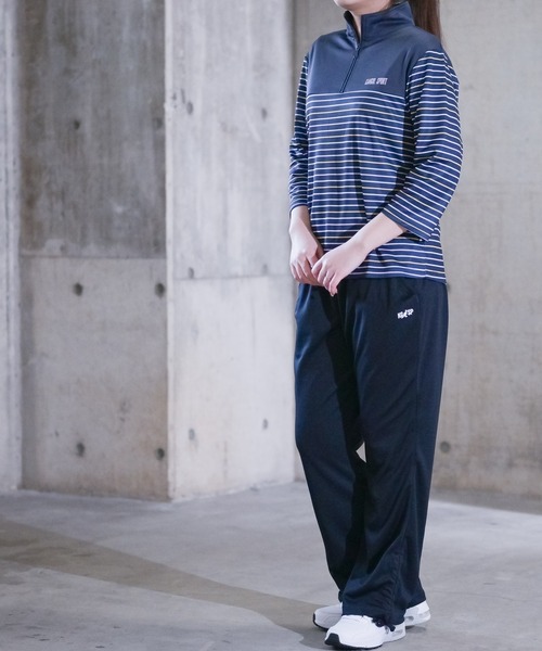 KANGOL SPORT(カンゴールスポーツ)の「【30】〔KANGOL SPORT/カンゴールスポーツ〕ハイネック DRYボーダー ハーフZIP7分袖プルオーバー(Tシャツ/カットソー・レディース・グレー/ネイビー/グリーン/ピンク・LARGE/MEDIUM/X-LARGE)」の9枚目の写真