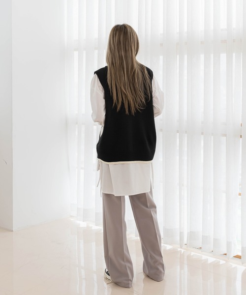 UNE MANSION（ユヌマンション）の「Vネックアーガイルニットベスト（ベスト・レディース・ブラック/オリーブ/オートミール・FREE）」の10枚目の写真