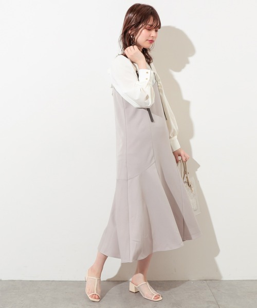 natural couture（ナチュラルクチュール）の「合皮サス付マーメイドジャンバースカート（ワンピース・レディース・ミント/モカ/グレイッシュベージュ・FREE）」の11枚目の写真
